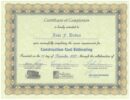  Construction Cost Estimating Course Certificate of Completion